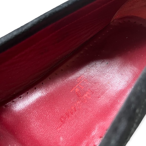 Salvatore Ferragamo Sport Black Suede Leather Loafers with Gold Buckle –Size 8.5 - Picture 12 of 16